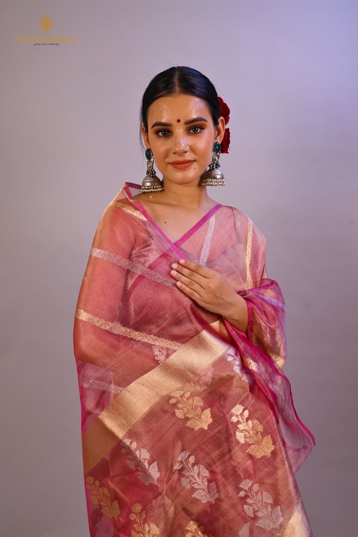 Gajari Pure Tissue Silk Handloom Banarasi Saree