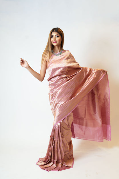 Lilac Pure Katan Silk Banarasi Saree