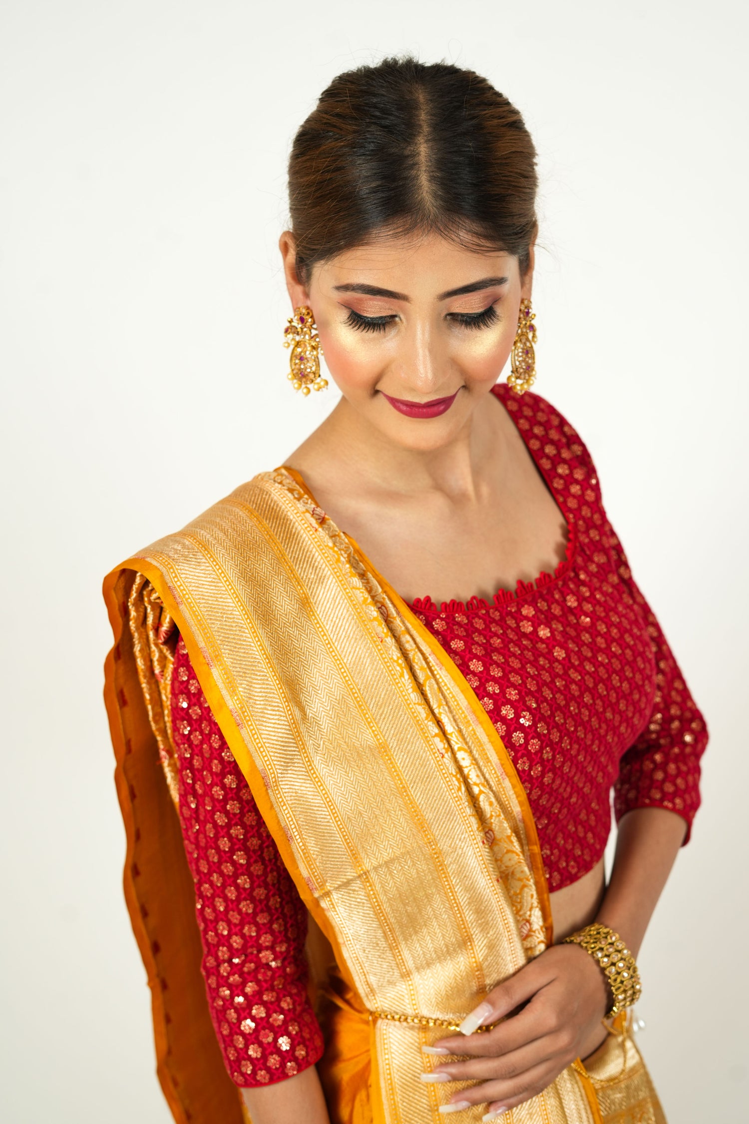 Yellow Gold Pure Katan Silk Banarasi Saree