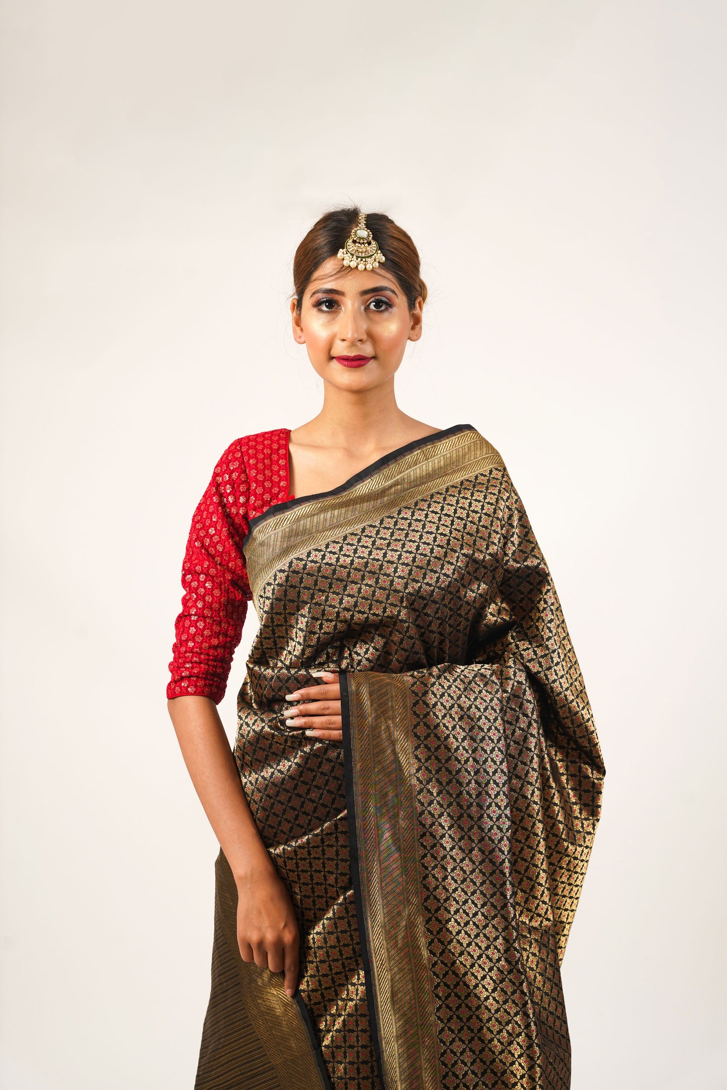 Black Pure Katan Silk Banarasi Silk