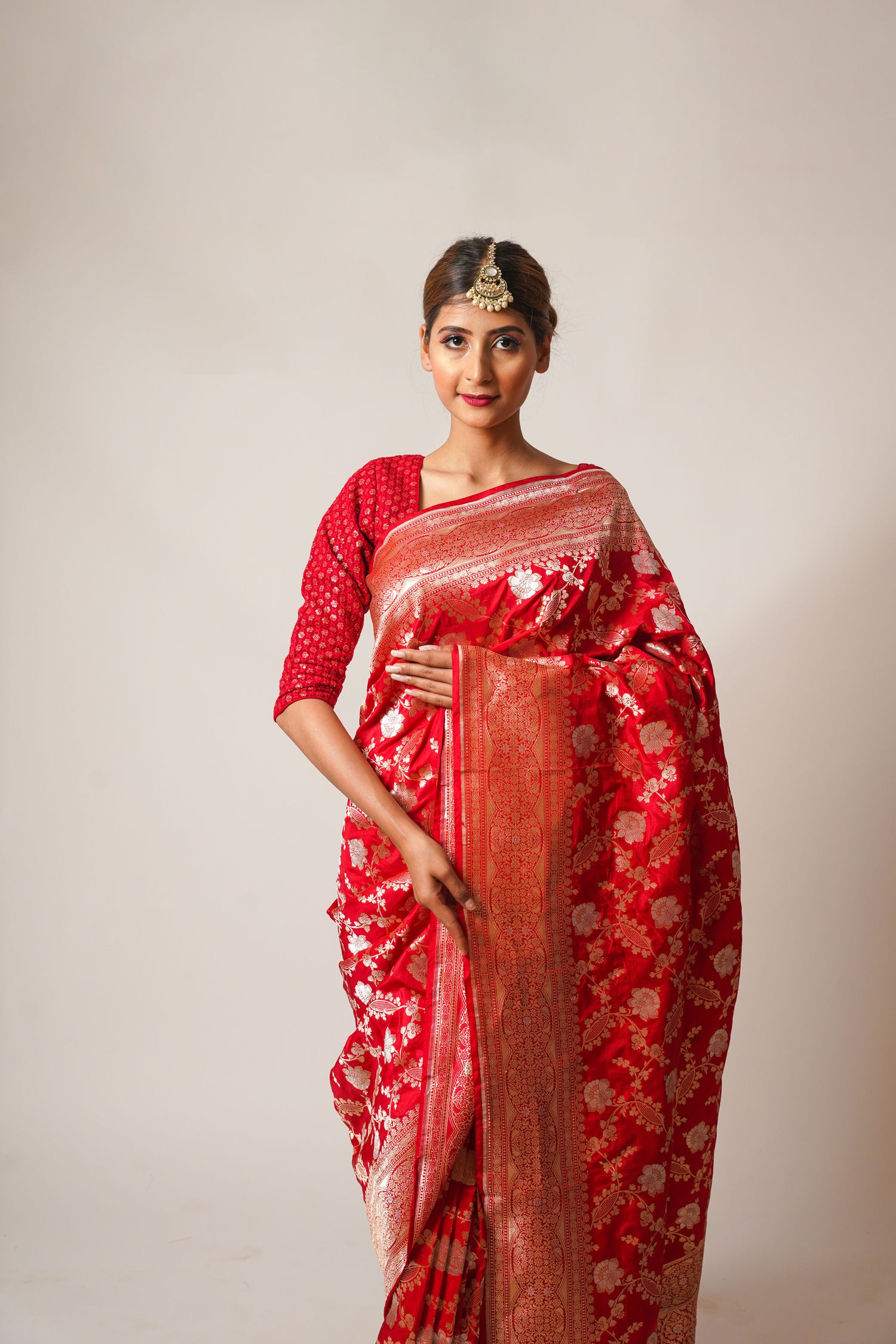 Red Pure Katan Silk Handloom Saree