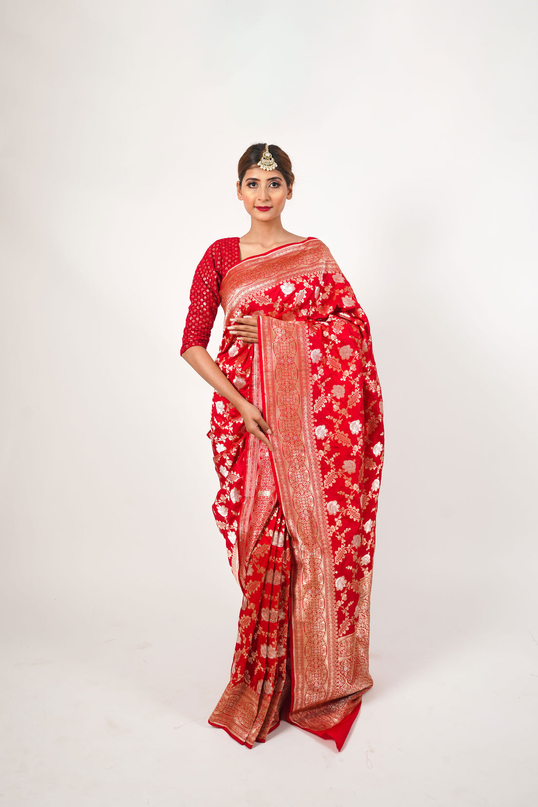 Red Pure Katan Silk Handloom Saree