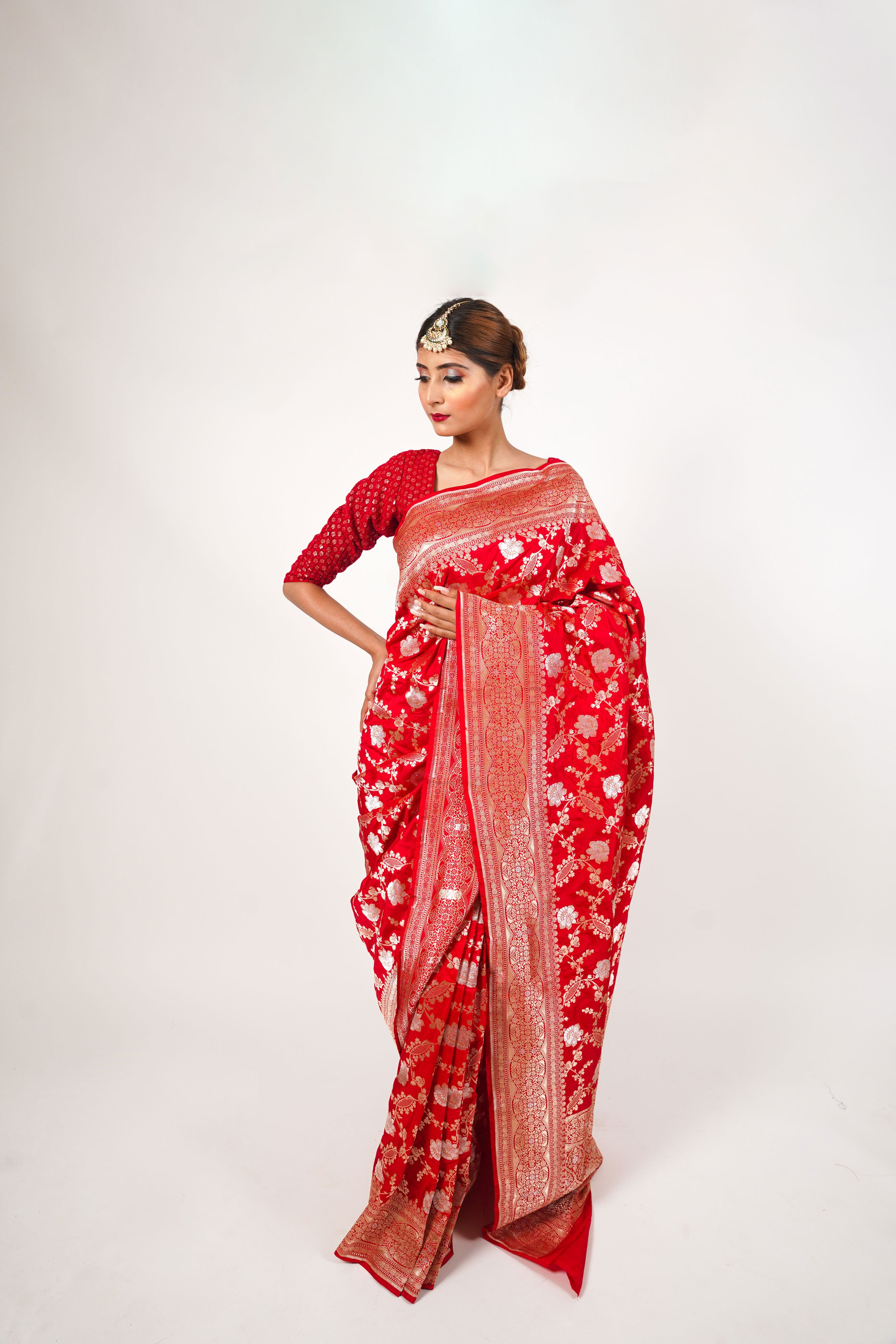 Red Pure Katan Silk Handloom Saree