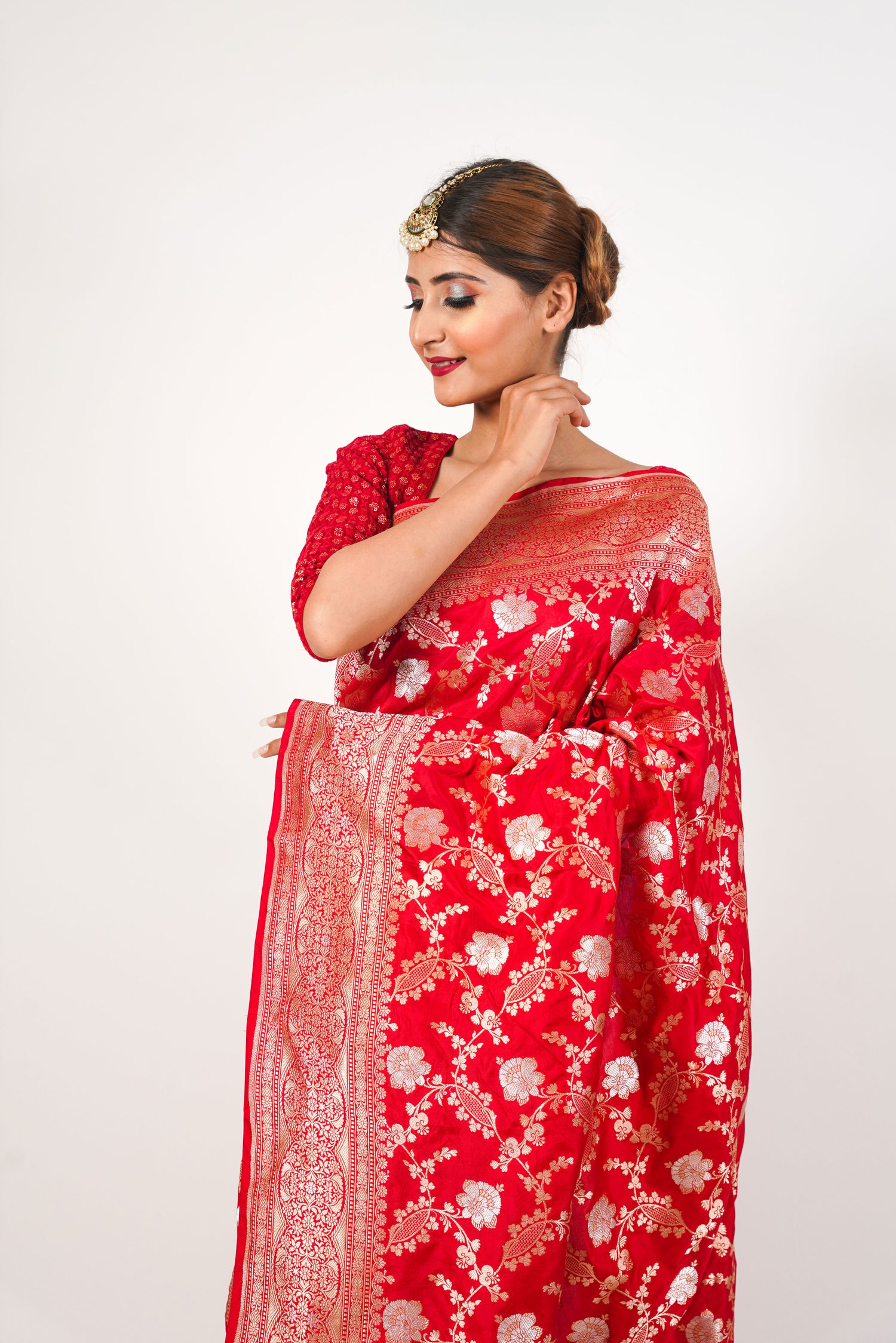 Red Pure Katan Silk Handloom Saree