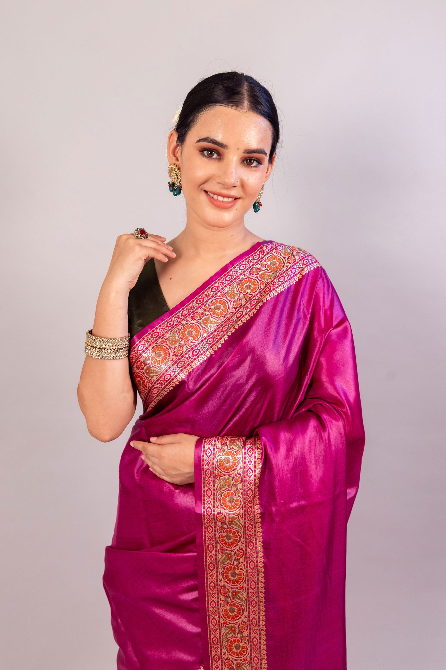 Exquisite Tusser Silk Saree with Wine Shade – Elegant Traditional Attire