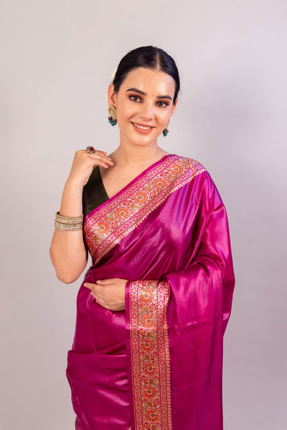 Exquisite Tusser Silk Saree with Wine Shade – Elegant Traditional Attire