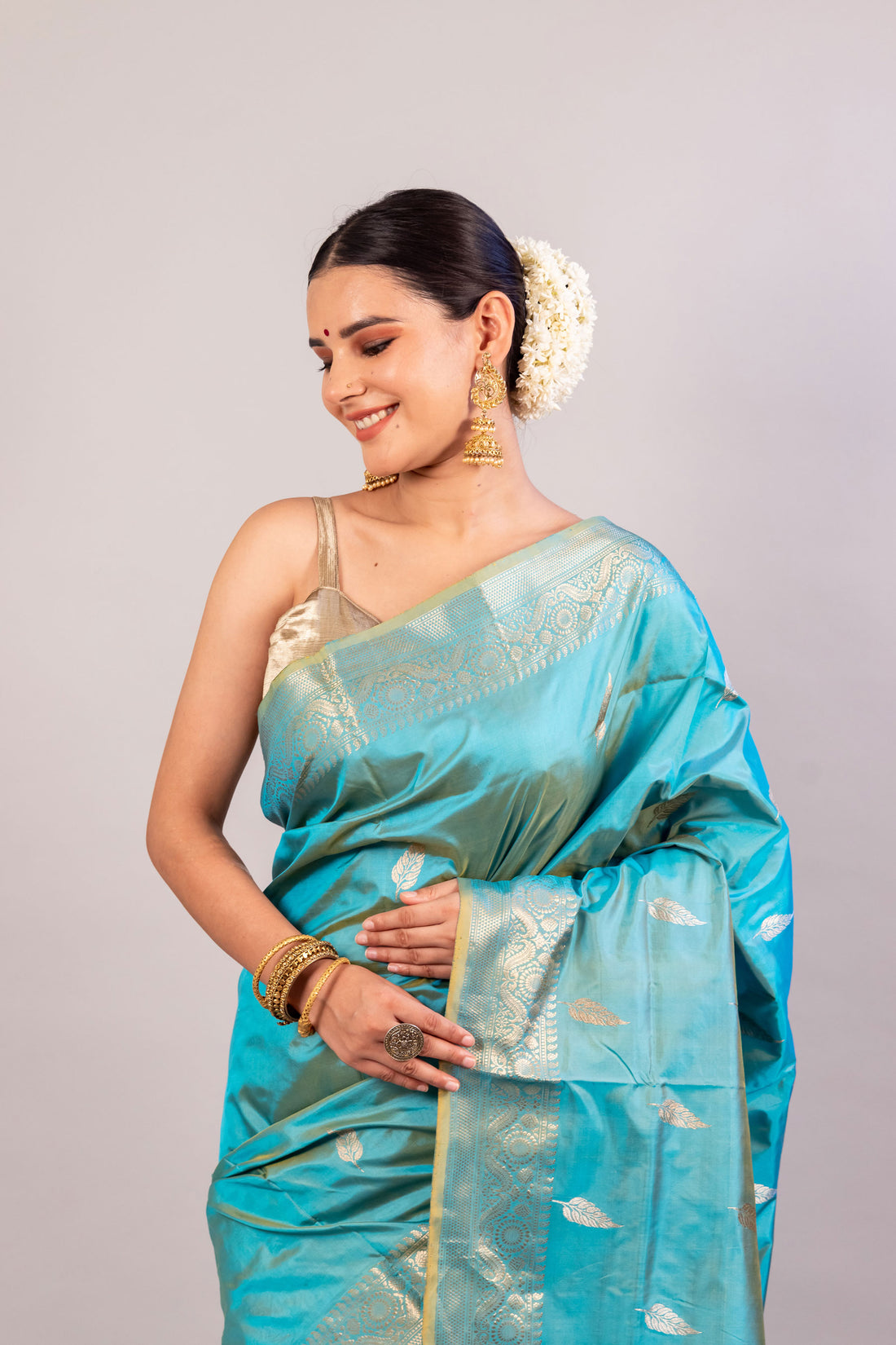 &quot;Enchanting Sky Blue Pure Katan Silk Handloom Saree - Perfect for Weddings &amp; Festive Celebrations&quot;