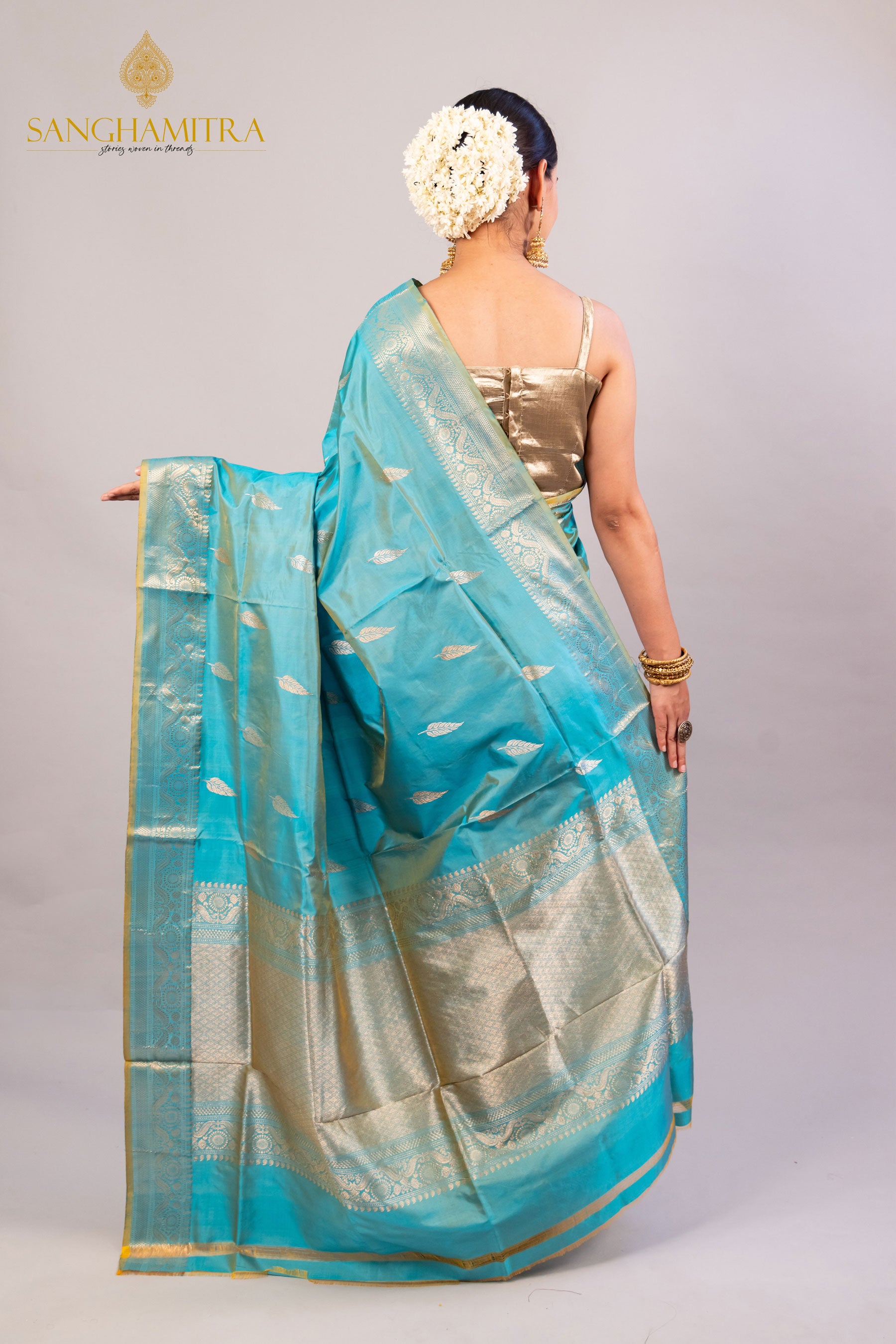 &quot;Enchanting Sky Blue Pure Katan Silk Handloom Saree - Perfect for Weddings &amp; Festive Celebrations&quot;