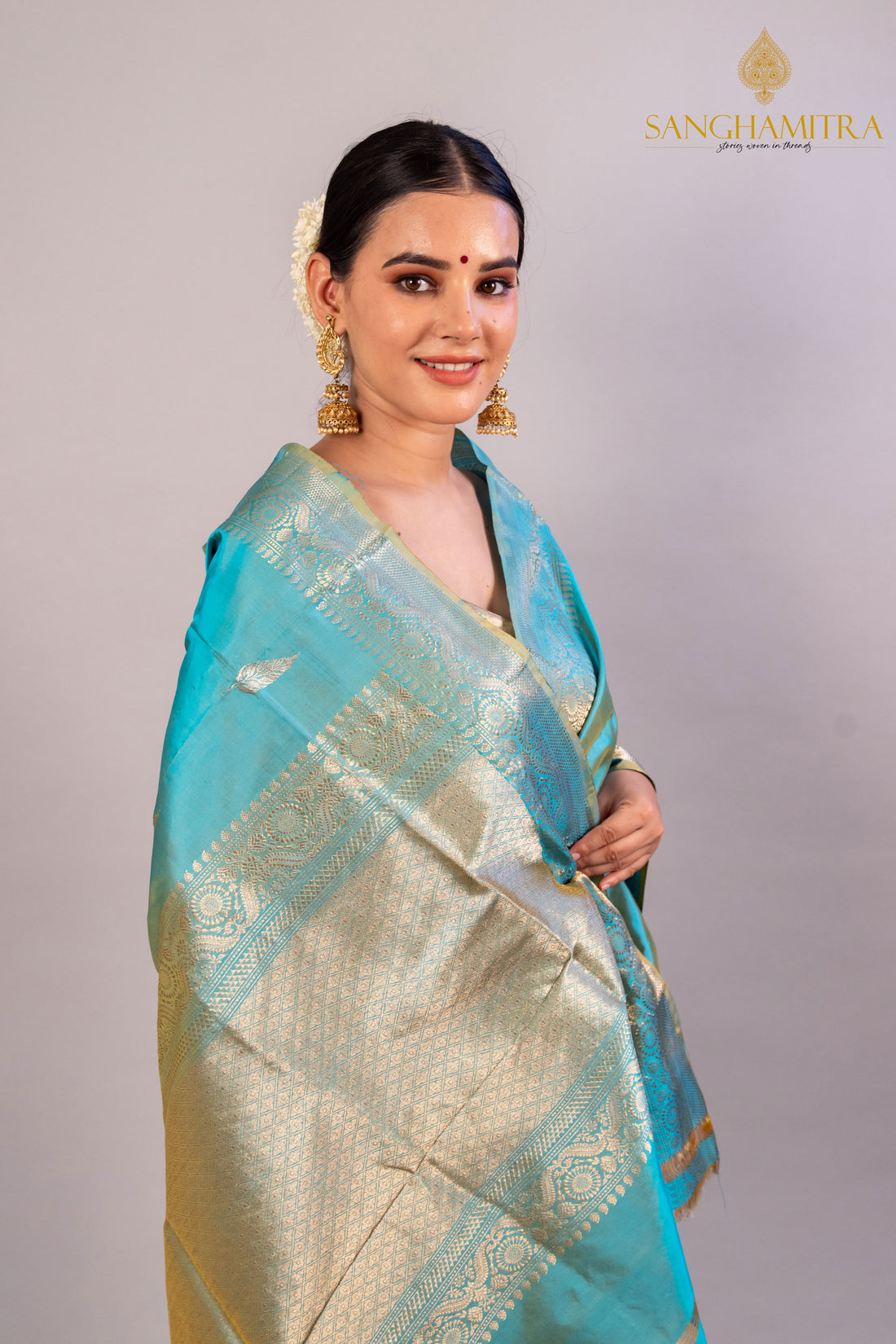 &quot;Enchanting Sky Blue Pure Katan Silk Handloom Saree - Perfect for Weddings &amp; Festive Celebrations&quot;