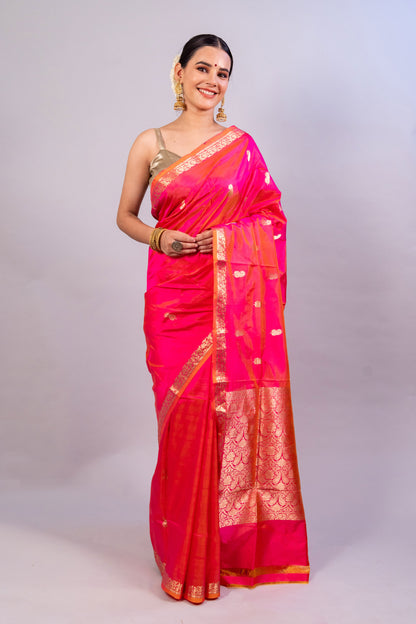 Exquisite Pink Katan Silk Handloom Saree – Luxurious Elegance for Every Occasion