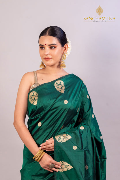 Green Pure Katan Silk Handloom Banarasi Saree