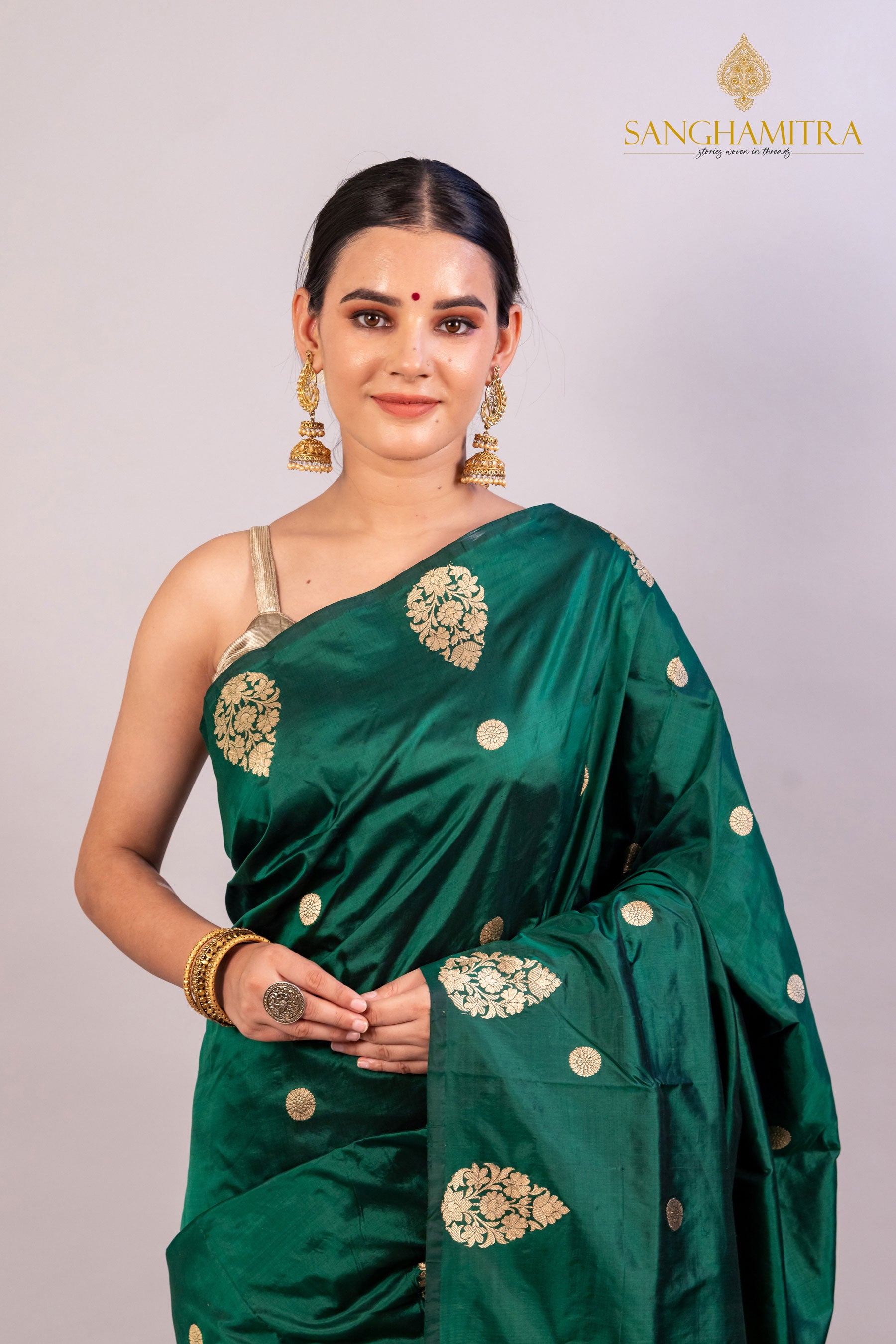 Green Pure Katan Silk Handloom Banarasi Saree