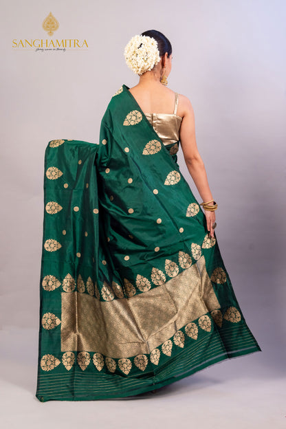 Green Pure Katan Silk Handloom Banarasi Saree