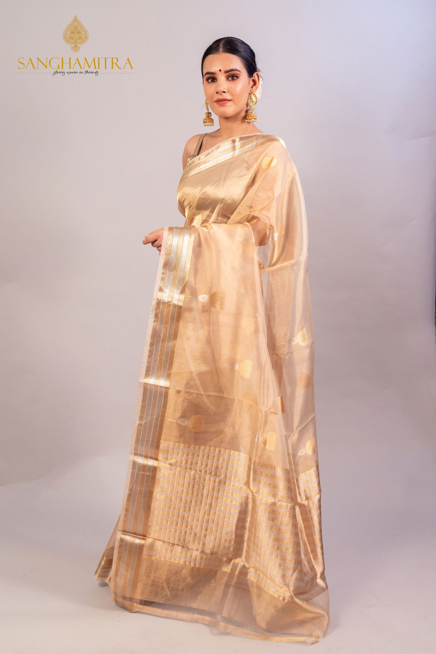 Golden Pure Tissue Silk Handloom Banarasi Saree