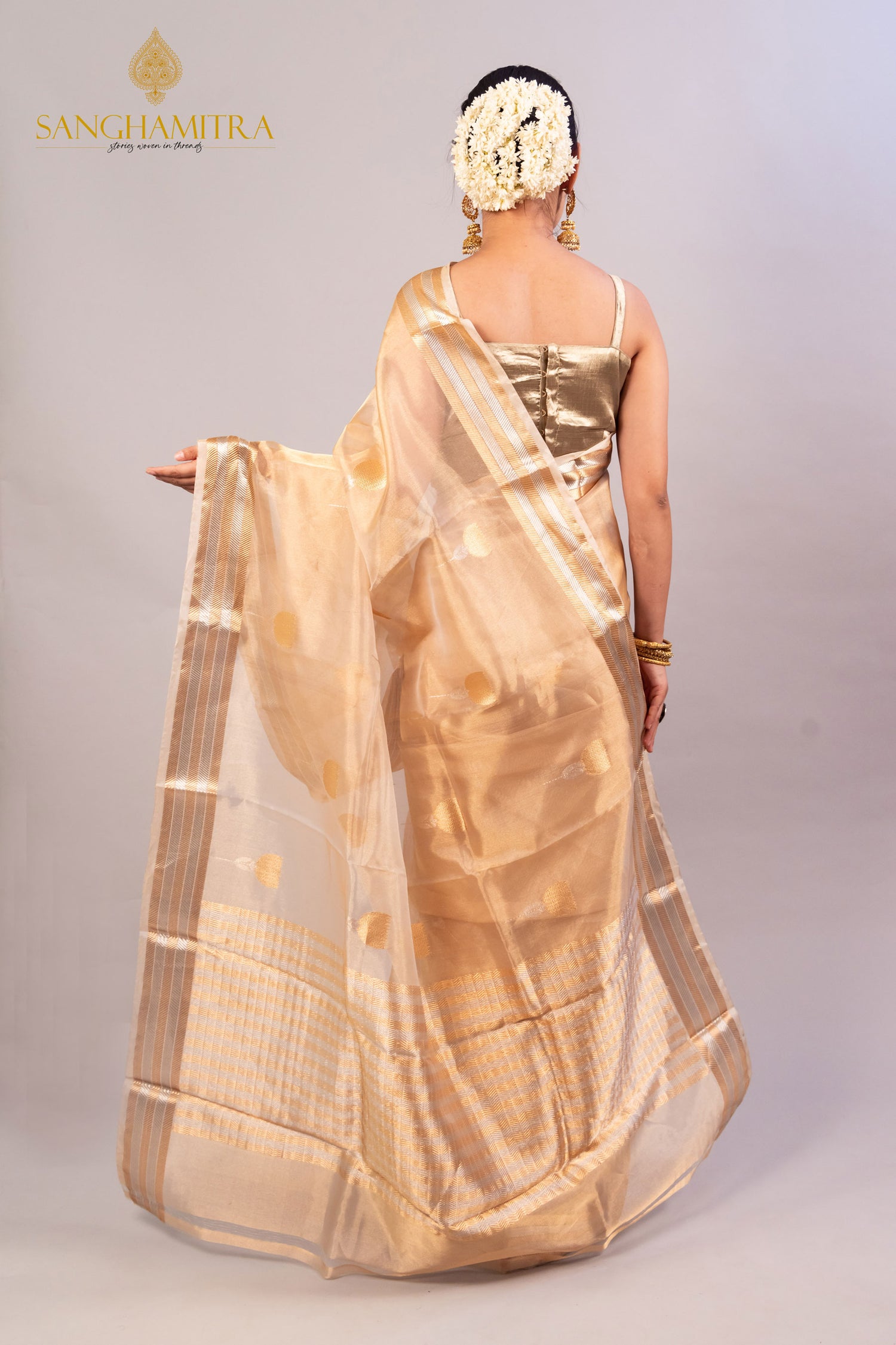 Golden Pure Tissue Silk Handloom Banarasi Saree