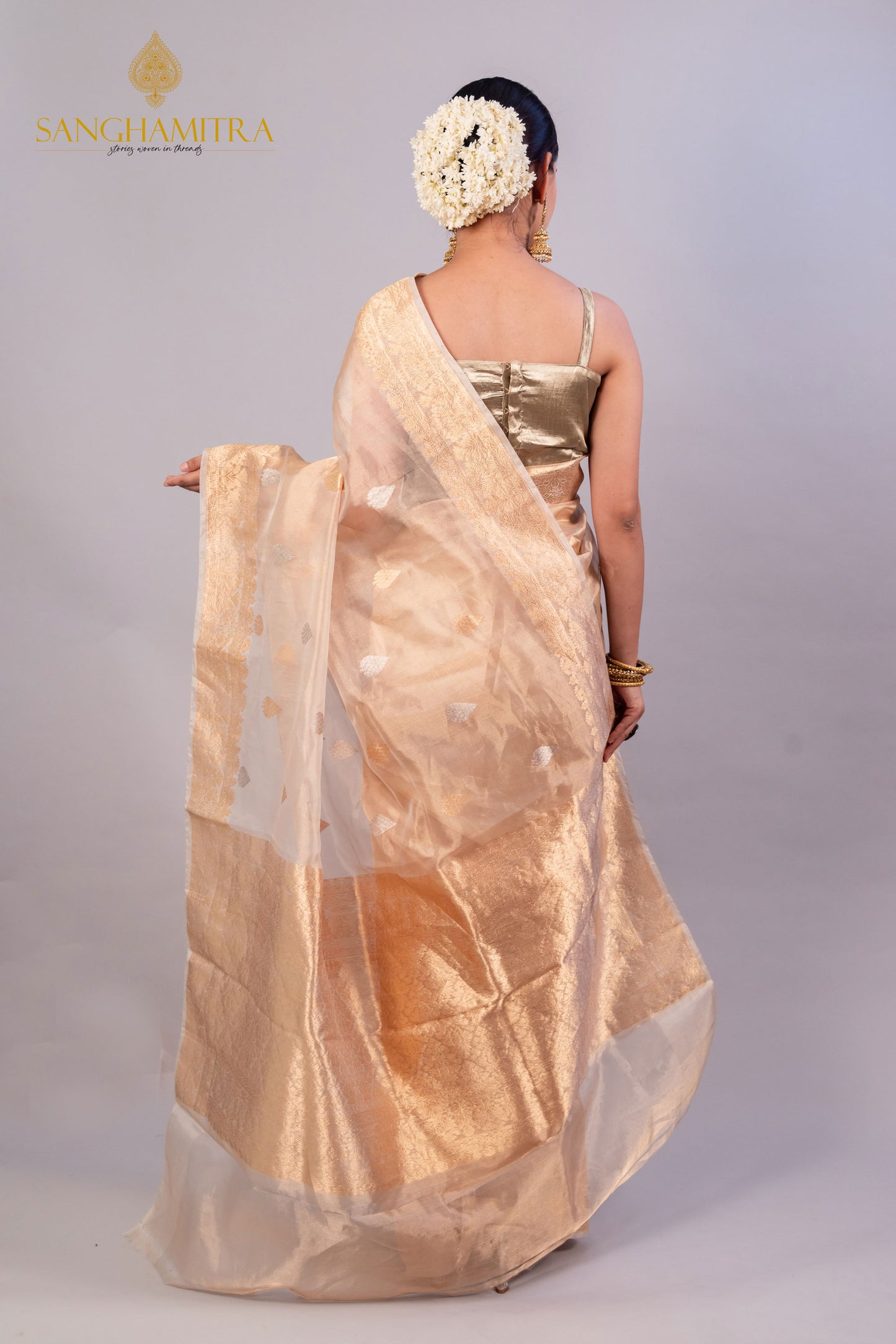 Golden Pure Tissue Silk Handloom Banarasi Saree