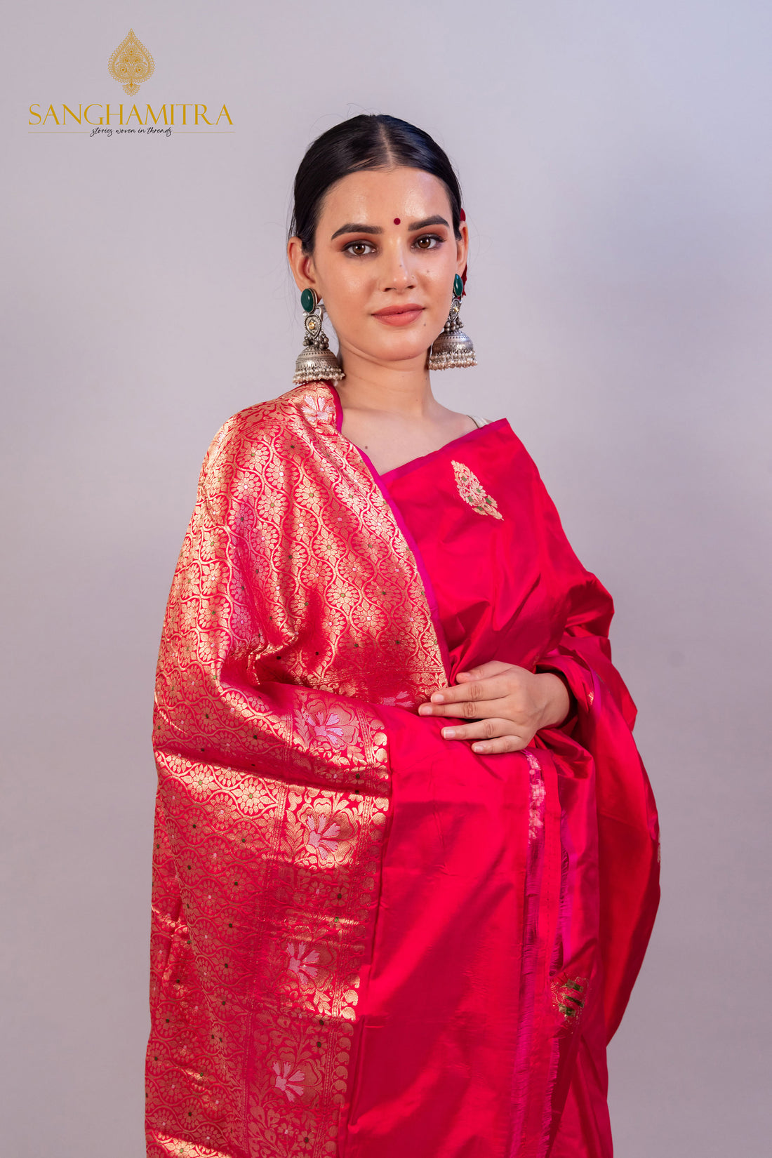 &quot;Exquisite Red Katan Silk Handloom Saree - Traditional Elegance &amp; Luxury&quot;