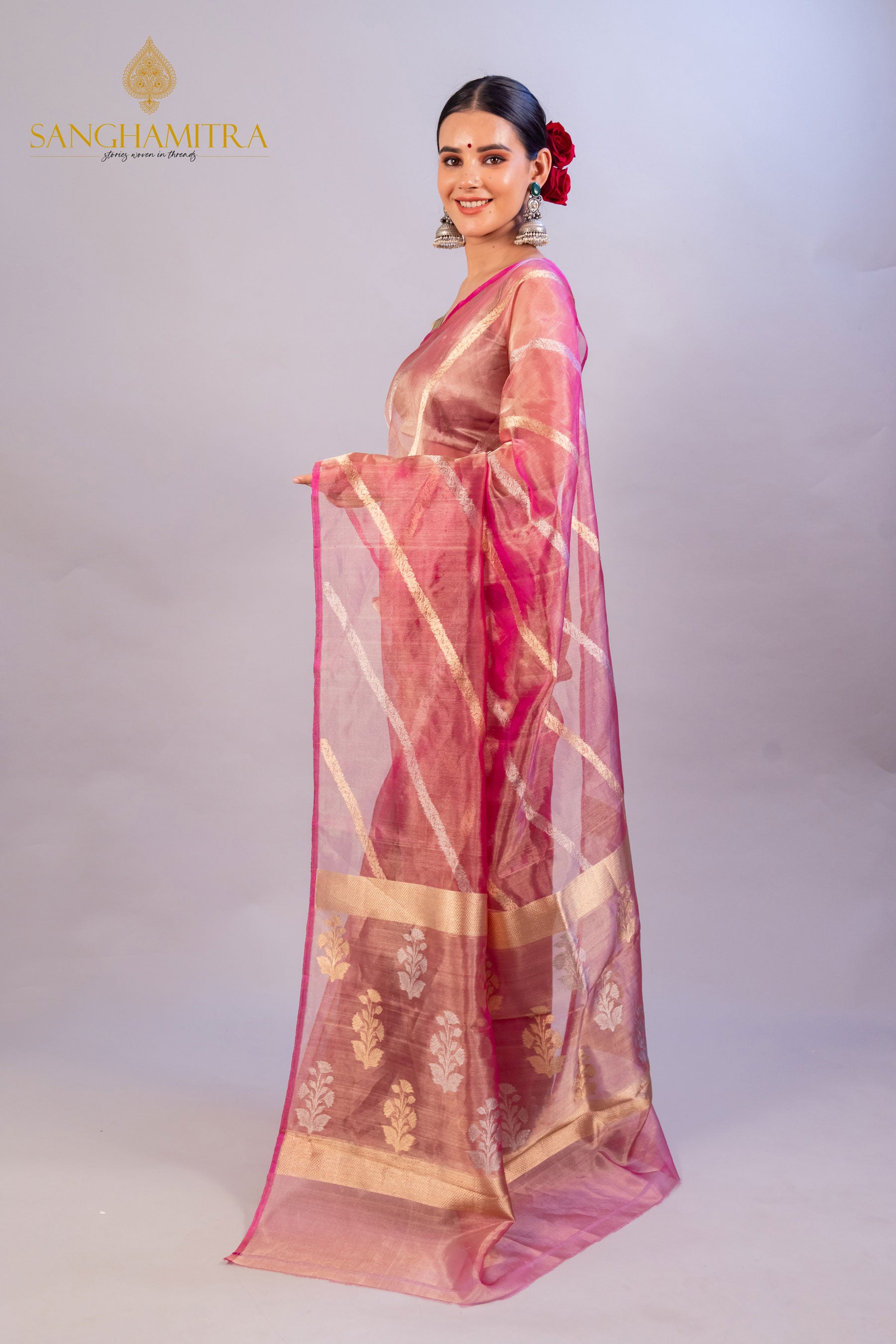 Gajari Pure Tissue Silk Handloom Banarasi Saree