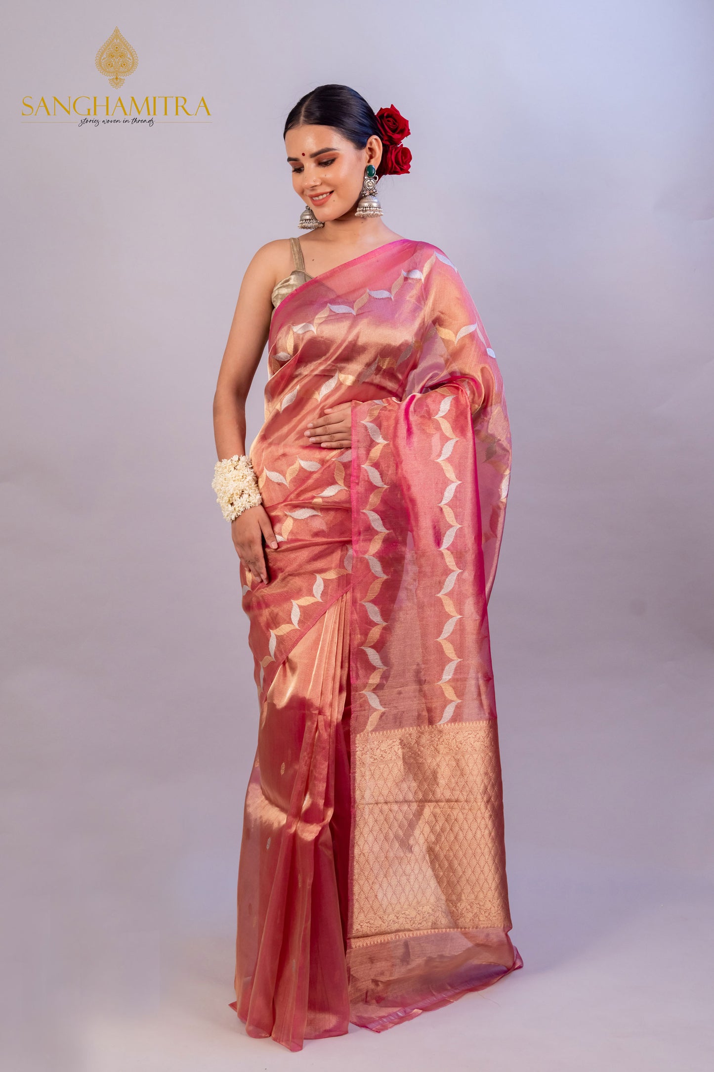 Gajari Pure Tissue Silk Handloom Banarasi Saree