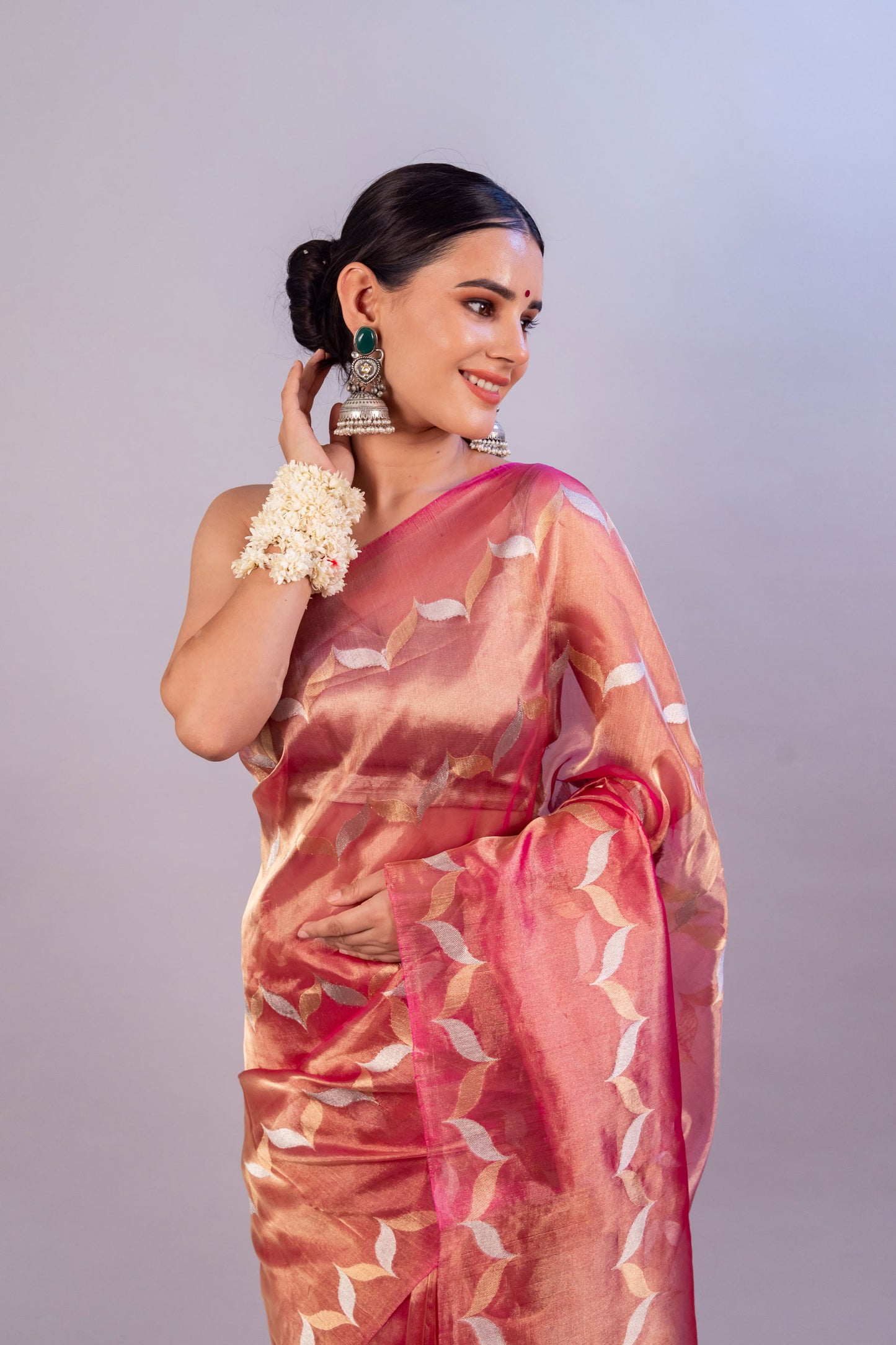 Gajari Pure Tissue Silk Handloom Banarasi Saree