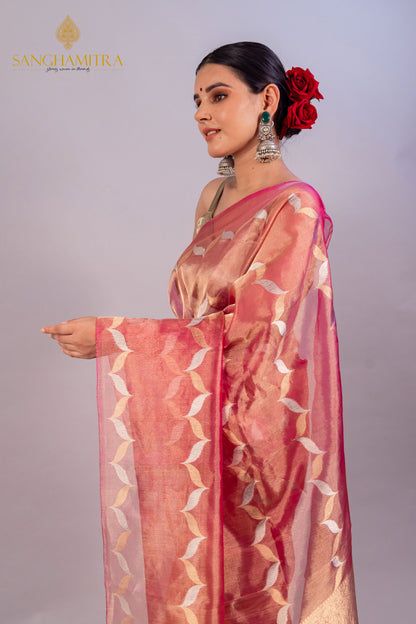 Gajari Pure Tissue Silk Handloom Banarasi Saree