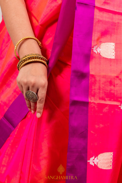 Elegant Pink Pure Katan Silk Handloom Saree - Traditional Indian Attire for Special Occasions