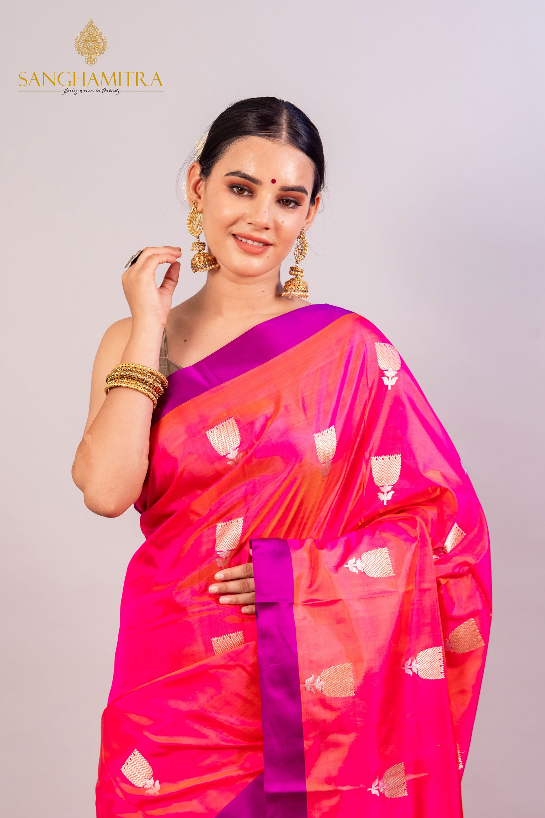 Elegant Pink Pure Katan Silk Handloom Saree - Traditional Indian Attire for Special Occasions