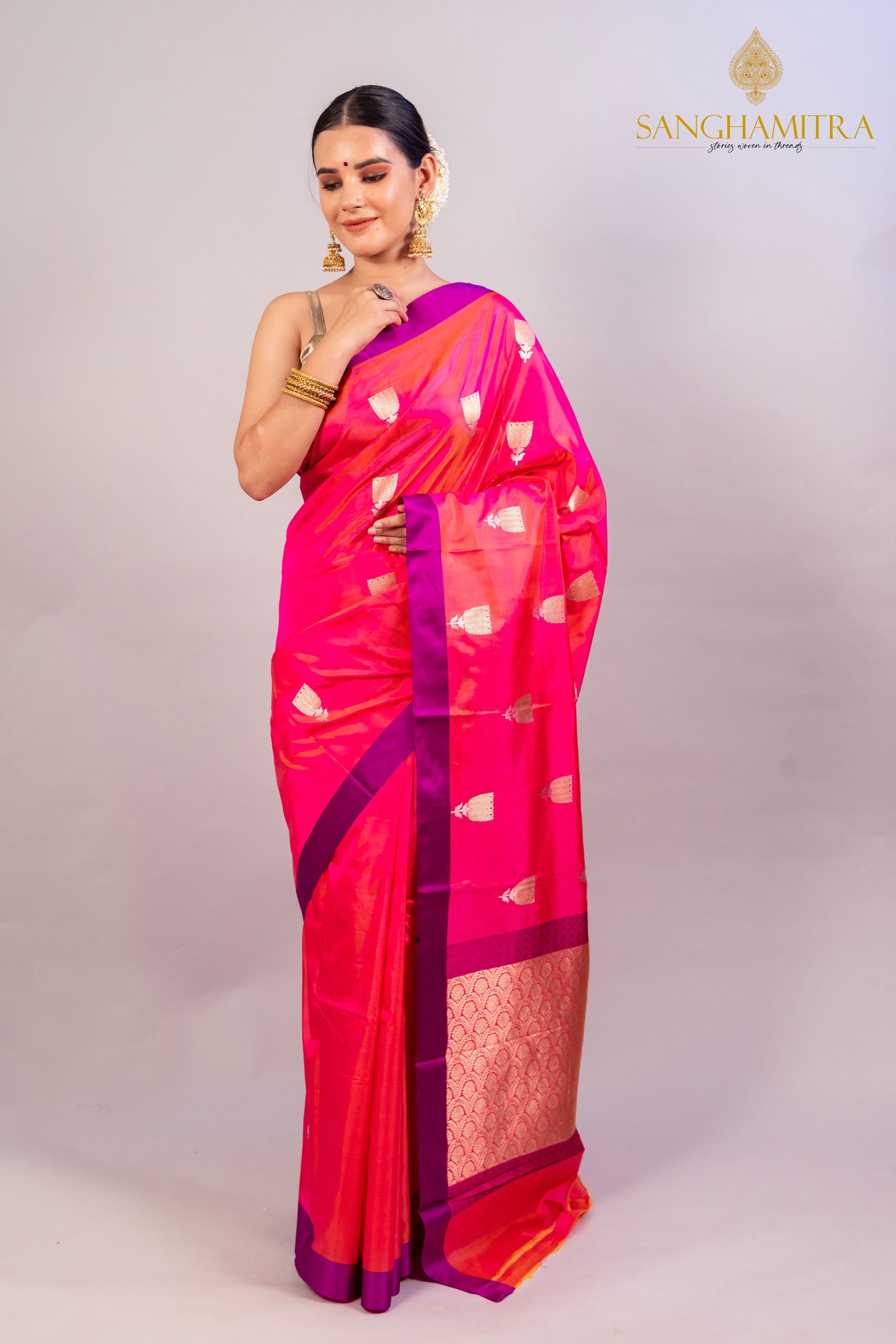 Elegant Pink Pure Katan Silk Handloom Saree - Traditional Indian Attire for Special Occasions