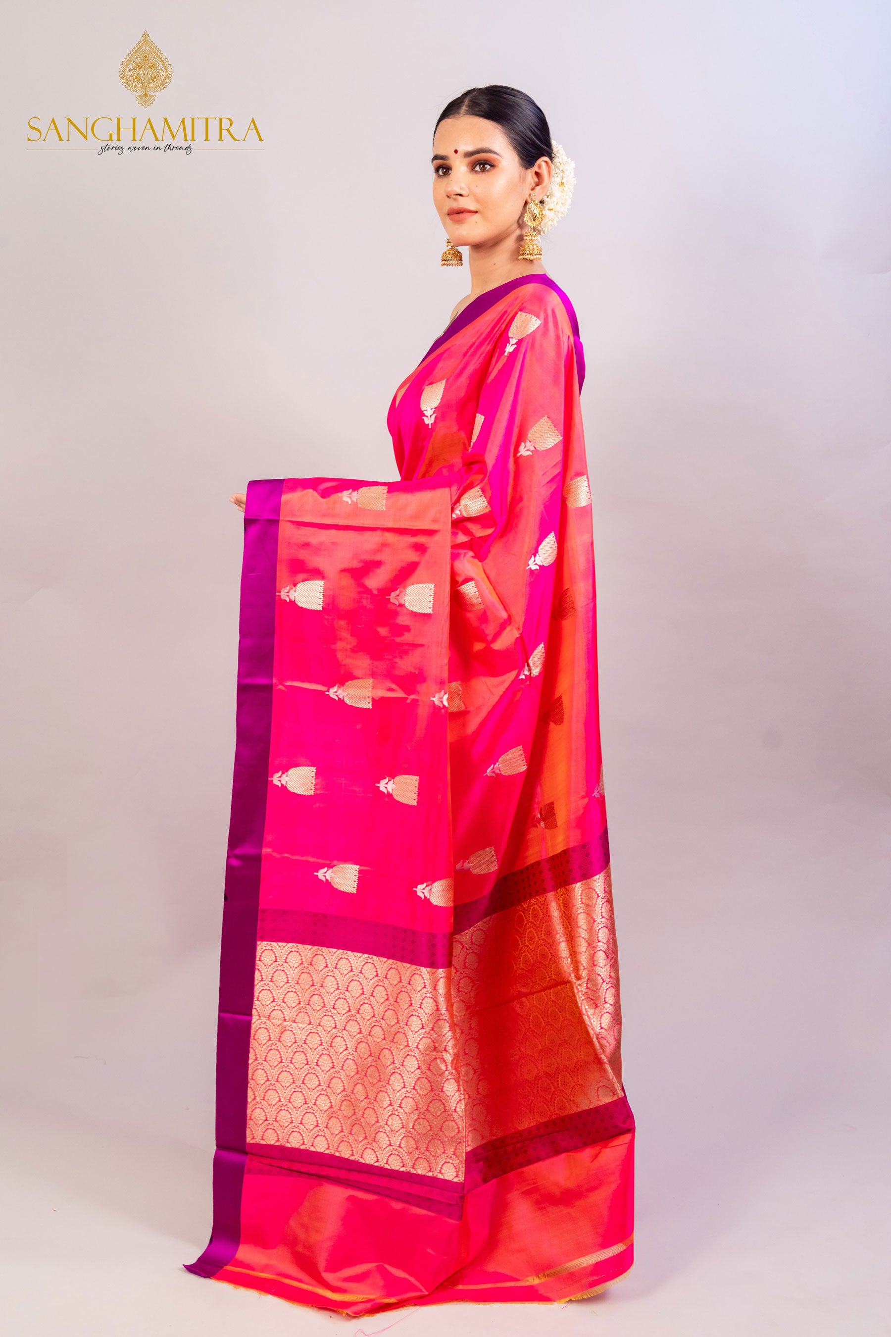 Elegant Pink Pure Katan Silk Handloom Saree - Traditional Indian Attire for Special Occasions