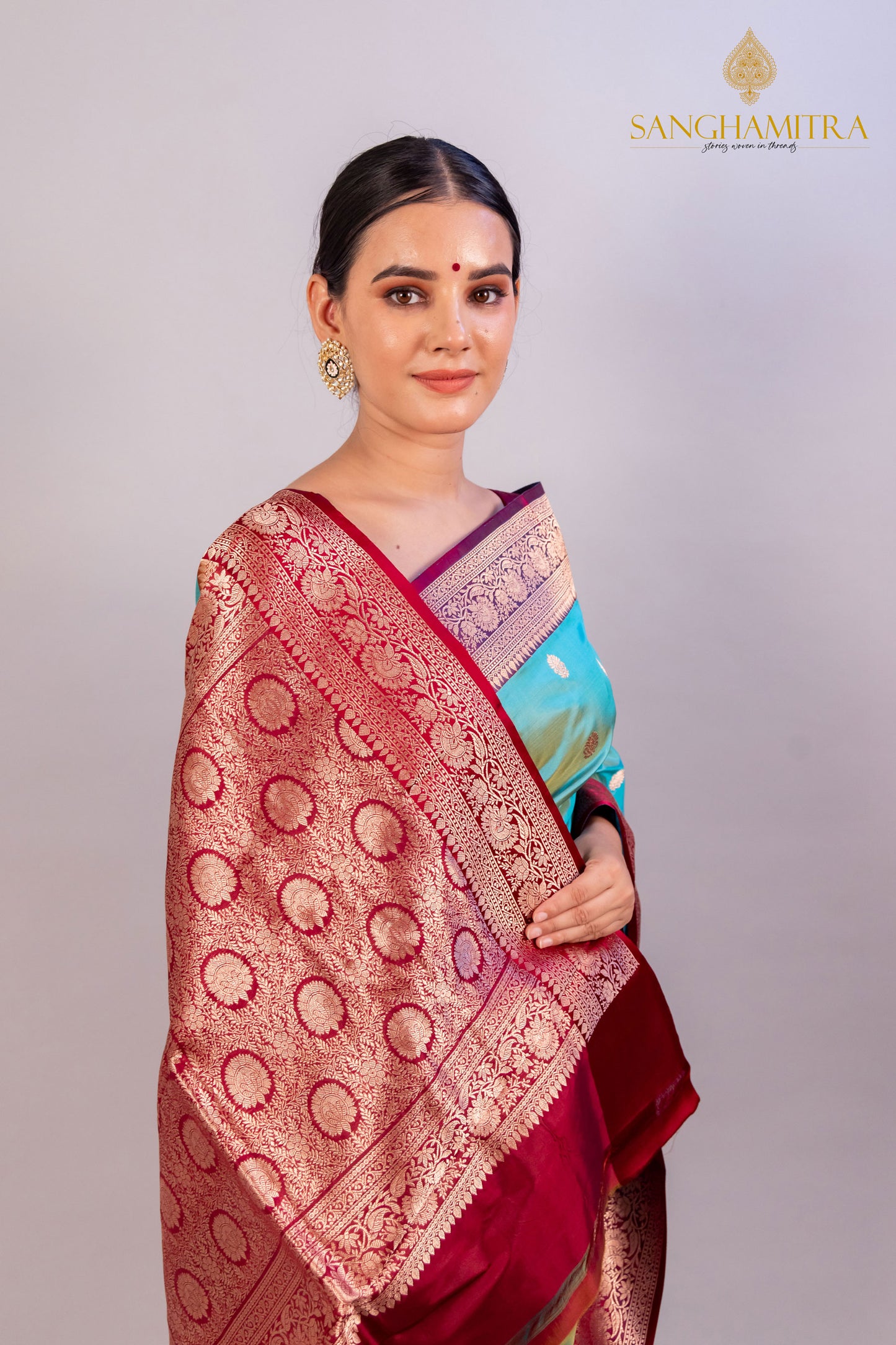 Sky Blue Pure Katan Silk Handloom Saree